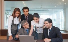 630-07071578
© Masterfile Royalty-Free
Model Release: Yes
Property Release: No
Business executives looking at a laptop in a meeting